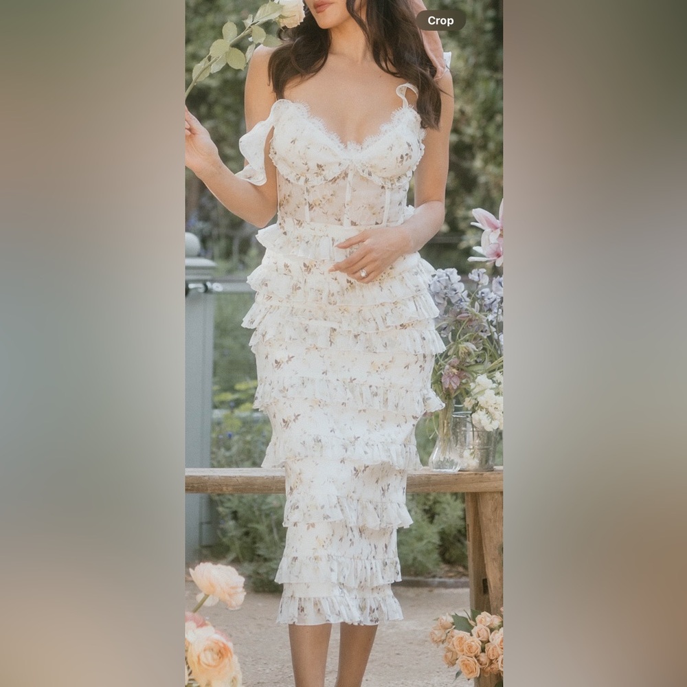 Floral Ruffle Midi Dress Victoria Chapman